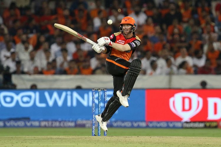 David Warner of Sunrisers Hyderabad plays a shot during match 8 of the Vivo Indian Premier League Season 12, 2019 between the Sunrisers Hyderabad and the Rajasthan Royals held at the Rajiv Gandhi Intl. Cricket Stadium, Hyderabad on the 29th March 2019