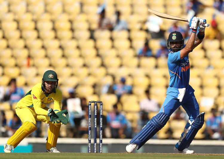 Virat Kohli bats enroute to his match winning hundred during game two of the ODI series between India and Australia in Nagpur, India.