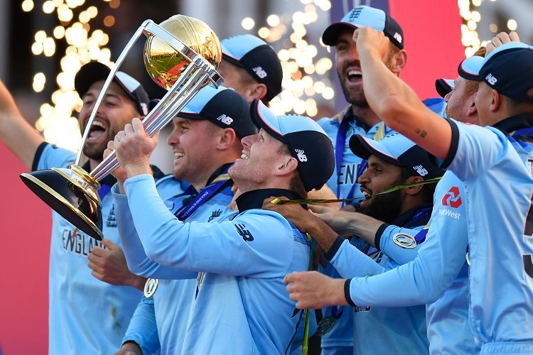 Trophy England after winning 2019 World Cup