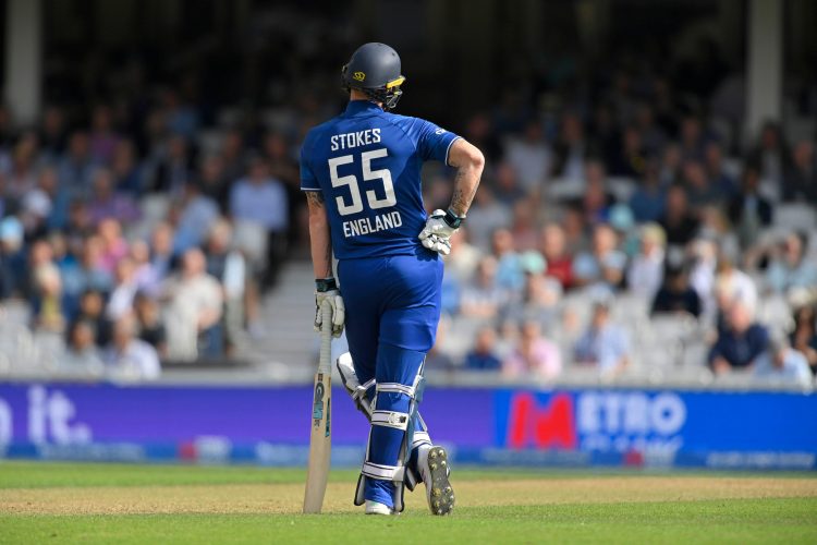 London ENGLAND - Sept 13 2023:Ben Stokes of England reaching England highest score of 182 not out during the Third Metro Bank One Day International match between England and New Zealand at The Kia Oval . London Credit: PATRICK ANTHONISZ/Alamy Live News